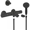GROHE Start Set installazione vasca/doccia (termostatico vasca esterno, flessibile doccia 1,75 m, doccetta 2 getti 10 cm, supporto a parete, porta accappatoio), Matt Black