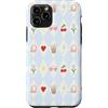 Preppy Coquette Teen Aesthetic Custodia per iPhone 11 Pro Iced Coffee - Occhiali da sole a forma di cuore con archetti e cuffie, colore azzurro