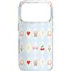 Preppy Coquette Teen Aesthetic Custodia per iPhone 17 Pro Iced Coffee - Occhiali da sole a forma di cuore con archetti e cuffie, colore azzurro