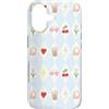 Preppy Coquette Teen Aesthetic Custodia per iPhone 17 Iced Coffee - Occhiali da sole a forma di cuore con archetti e cuffie, colore azzurro