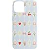 Preppy Coquette Teen Aesthetic Custodia per iPhone 14 Iced Coffee - Occhiali da sole a forma di cuore con archetti e cuffie, colore azzurro