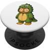 Owl In Crocodile Costume Kawaii Design Kawaii Gufo In Coccodrillo Costume per Ragazze bambini Coccodr PopSockets PopGrip Adesivo