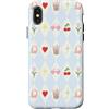 Preppy Coquette Teen Aesthetic Custodia per iPhone X/XS Iced Coffee - Occhiali da sole a forma di cuore con archetti e cuffie, colore azzurro