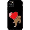 sloth two-fingered hanging animal lazy r Custodia per iPhone 11 Pro Max Bradipo con un grande cuore