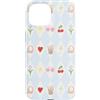 Preppy Coquette Teen Aesthetic Custodia per iPhone 15 Iced Coffee - Occhiali da sole a forma di cuore con archetti e cuffie, colore azzurro