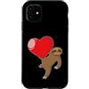 sloth two-fingered hanging animal lazy r Custodia per iPhone 11 Bradipo con un grande cuore