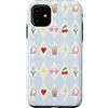 Preppy Coquette Teen Aesthetic Custodia per iPhone 11 Iced Coffee - Occhiali da sole a forma di cuore con archetti e cuffie, colore azzurro
