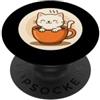 kawaii cat coffee cup barista latte myth Kawaii Caffè Gatto In Tazza PopSockets PopGrip Adesivo