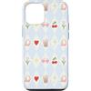 Preppy Coquette Teen Aesthetic Custodia per iPhone 12/12 Pro Iced Coffee - Occhiali da sole a forma di cuore con archetti e cuffie, colore azzurro