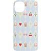 Preppy Coquette Teen Aesthetic Custodia per iPhone 14 Plus Iced Coffee - Occhiali da sole a forma di cuore con archetti e cuffie, colore azzurro