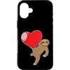 sloth two-fingered hanging animal lazy r Custodia per iPhone 16 Plus Bradipo con un grande cuore