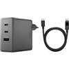 DJI Combo di ricarica GaN da 140 W DJI Power con cavo da 7 A con display (1 m) | Uscita da 140 W, 3 porte, controllo della temperatura, ricarica rapida, PD 3.1, caricabatterie per computer portatili