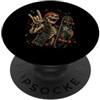 Vintage Skater Skeleton Rocker Apparel & Scheletro Skater Horns Skateboard Vintage Halloween PopSockets PopGrip Adesivo