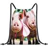EDPXKL Borse con coulisse con stampa di maialini rosa, zaini con coulisse, zainetto unisex con coulisse per palestra, shopping, sport e yoga.