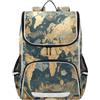 Linnyio Mappa Vintage Terra Storica Zaino Scolastico Borsa Ad Alta Capacità per Ragazze e Ragazzi