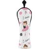 CHIFIGNO Copritesta per mazze da golf, carino, ballerina, bianca, per driver in legno, ibrido, unisex, in pelle PU con etichette intercambiabili