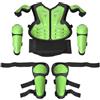 Harilla Armatura Sportiva Bambini Set Corpetto Protettivo Paraschiena Paragomiti Paraginocchia Copertura Completa PE Imbottitura Morbida Traspirazione Forata , Verde