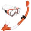 Generic Maschera Subacquea Adulti Set Maschera Snorkeling Occhialini Tuba Boccaglio con Visibilità Panoramica Cinghie Regolabili in Silicone Morbido con, Arancione Trasparente, M2510 Silicone+S32
