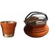 Fxzqgnh Bollitore in Silicone Pieghevole Bollitore Teiera Caraffa Tazza Set da Viaggio con Bicchiere Abbinato E Coperchio Capacità 1000ml Adatto a Campeggio Gite Escursioni Weekend Fuori, Marrone