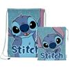 Superdiver Stitch - Set borsa zaino con corde e borsa da spuntino licenza ufficiale Disney - ideale per scuola e asilo - accessorio moda ragazzo e ragazza - 100% poliestere - blu - 44x33 e 26x21 cm