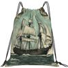 EDPXKL Borsa con coulisse a forma di nave Clipper con mappa nautica, impermeabile, ideale per palestra, nuoto, sport, spiaggia, piscina e scuola, 36x42 cm