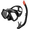 TAFALSPING Set da snorkeling per adulti, con occhiali da snorkeling e boccaglio asciutto, unisex per adulti (nero)