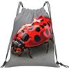 EDPXKL Borsa da palestra con coulisse e stampa coccinella rossa, zaino sportivo, borsa da yoga con coulisse