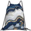 EDPXKL Borsa a sacco con coulisse in marmo blu e oro, impermeabile, ideale per sport all'aria aperta, leggera, perfetta per la palestra, la scuola, i viaggi, il nuoto e l'escursionismo.