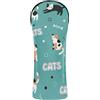 CHIFIGNO Copri mazza da golf con gatto carino verde acqua per driver in legno ibrido PU cuoio copricapo da golf con etichette numeriche per uomini donne