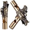 AKOOSY Set 3 Pezzi Fischietti a Forma di Testa di Drago in Ottone, Solidi e Resistenti, Portachiavi Vintage per Campeggio e Escursionismo