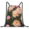 EDPXKL Borse con coulisse con stampa di peonie, zaini con coulisse, zainetto unisex con coulisse per palestra, shopping, sport e yoga.