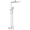Auralum Colonna Doccia con Miscelatore Termostatico, Miscelatore Doccia Esterno Ottone, Colonna Doccia con 30x30cm Soffione Doccia e Doccetta, Asta Saliscendi Doccia Altezza Regolabile 80-124cm, Cromo