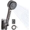 Kizivion Soffione Doccia, Doccino per Doccia, con Filtro per Acqua Dura e 4 Modalità, Flusso D'acqua Potente, Include Filtro a Perle e Tubo Flessibile da1.5m, Adatto ad Ambienti con Bassa Pressione Dell'acqua