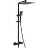 Auralum Colonna Doccia con Miscelatore Termostatico, Miscelatore Doccia Esterno Ottone, Colonna Doccia Nera con 30x30cm Soffione Doccia e Doccetta, Asta Saliscendi Doccia Altezza Regolabile 80-124cm