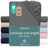 Twinzen Lenzuola Letto Singolo 80 x 160 cm - 100% Cotone Jersey, Antracite - Oeko Tex Certificato - Lenzuolo Con Angoli Singolo