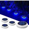 YiLaie Luci Solari da Esterno, Faretti LED 360° per Giardino IP68 Impermeabile Con On/Off Automatico, 40Lm Luce Blu, 4 Pezzi