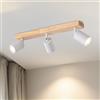 LVWIT Faretti LED da Soffitto Orientabili Bianco, Faretto da Interno con 3 LED in Alluminio GU10, Base di Legno, Faretti Soffitto Retrò per Barra, Salotto,Cameretta, Cucina (Lampadine Escluse)
