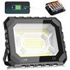 Adewalk 100W Faro Led Ricaricabile, 12000mAh 10000LM Faretto a Batteria Portatile con Pannello Solare, 5 Luce Modalità, IP66, Faretto led Ricaricabile Esterno per Campeggio, Emergenza, Cantiere