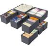 Yidaxing Organizer per Cassetti, 10 Pezzi Organizzatore Cassetti Armadio Divisori Pieghevole, Scatole Portaoggett Scatole di Immagazzinaggio Armadio per biancheria intima Cravatte Calzini(Grigio)