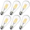 LVWIT Lampadine Filamento LED Attacco E27,6.5W Equivalenti a 60W,806LM,2700K,Luce Bianca Calda,Forma ST64 Edison Vintage retrò,Consumo Basso,Risparmio Energetico,Non dimmerabile,Confezione da 6 Pezzi