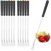 COM-FOUR® 12 forchette per fonduta in acciaio inossidabile 430 - posate per fonduta con 6 colori - spiedini per fonduta con manico - lavabili in lavastoviglie