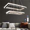 Finktonglan Moderni lampadari di cristallo con telecomando, 20,5'' dimmerabile 2 anelli rettangolare LED lampadario di cristallo altezza regolabile, isola luce pendente (Multicolore)