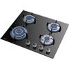 Hermitlux Piano Cottura a Gas 4 Fuochi 60cm da Incasso Vetro Nero