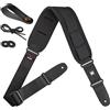 Amumu Tracolla per chitarra Amumu SBR memory foam Plus gomma fascia cintura con terminali in vera pelle 3.6 wide Black