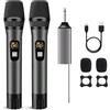 DigitConvert Microfono wireless, microfono senza fili UHF a mano in metallo con ricevitore ricaricabile e uscita da 6,35 mm, per karaoke, feste, conferenze Amplificatore e sistema PA, portata 60m