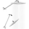 Singing Rain Soffione doccia a pioggia da 20,3 cm con braccio di estensione da 38,1 cm abbinato, soffione quadrato fisso con superficie ampia, extra lungo in altezza e angolazione regolabili, braccio