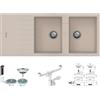 Fhuller Lavello Incasso Fhuller PTPL1162GO 116X50 2 Vasche + Gocciolatoio Granito Avena