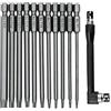 Fongmore 通用 Fongmore - Set di 11 cacciaviti Torx da 75 mm, con gambo esagonale da 1/4 inch, T6, T7, T8, T9, T10, T15, T20, T25, T27, T30, T40, con porta punte per cacciavite ad angolo L