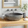 ARKEM Lavandino in Pietra di Fiume Ovale 29-38 cm,Ceramica,Lavandino Design Moderno Bacinella Lavamani Lavello Sanitari Bagno- Ideale per piani d'appoggio in bagno e mobili da toilette