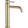 Rea - Rubinetto Bagno Lavabo Lungo Grip Brush Gold High Miscelatore Da Bagno In Ottone Monocomando Caldo E Freddo Regolabile (Oro Spazzolato) 10x5x28cm